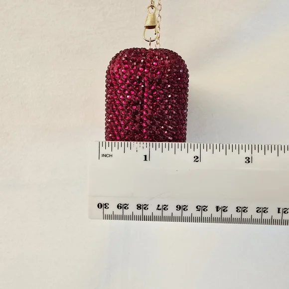 Red Gem Evening Bag 2 Different Length Chains & Extra Gems NWOT Fits Cell Phone - Picture 6 of 16